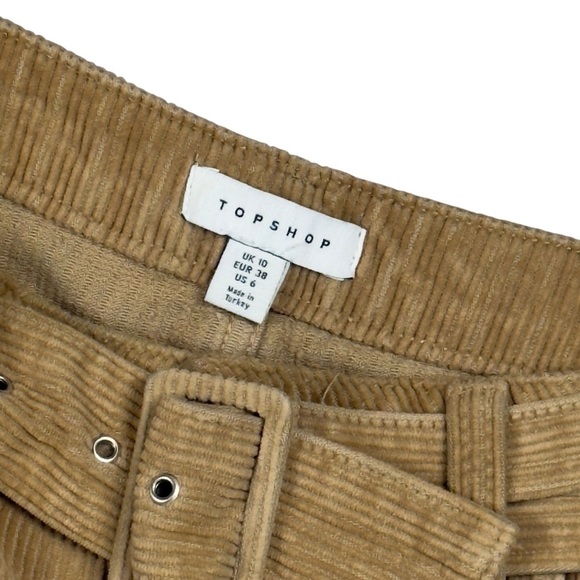 Topshop Light Brown Corduroy Mini Skirt With Adjustable Belt Small - Picture 2 of 9